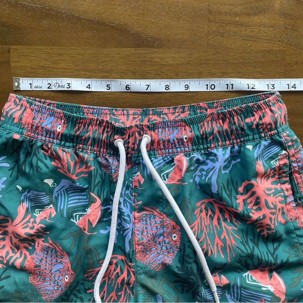 Amazon Essentials Men Swim Trunks Orange Green Blue Coral Shorts- size Small